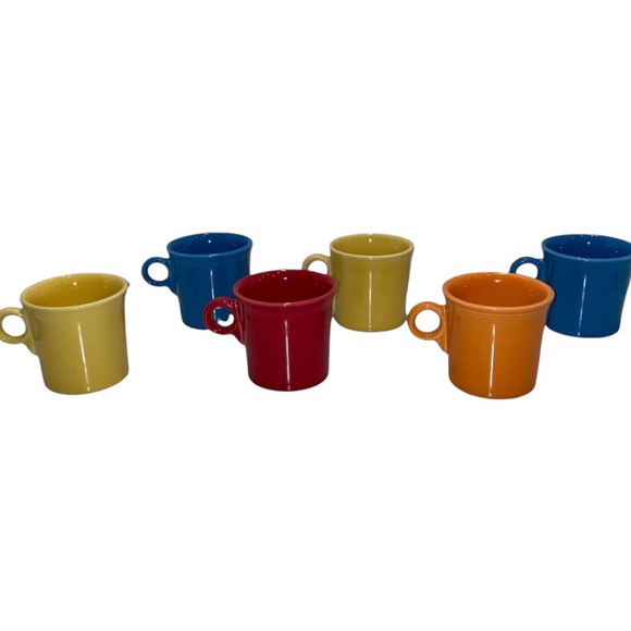 Homer Laughlin HLC Coffee Mugs Fiesta Ware Ring Handle USA Set of 6 EUC - Picture 1 of 6